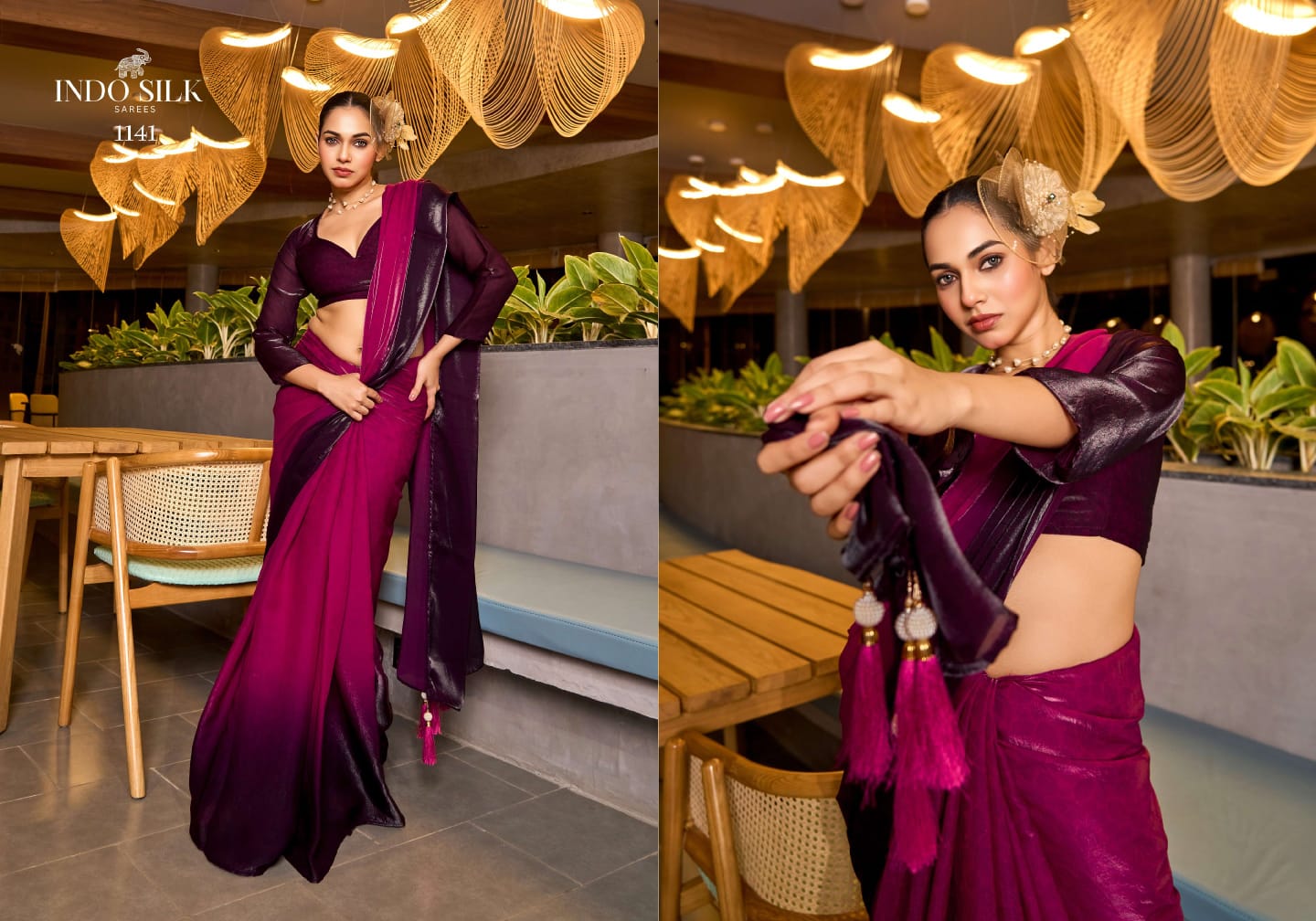 Luxe By Indo Silk Fendy Satin Party Wear Saree Wholesale Market In Surat